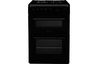Hotpoint HAG60K Freestanding Double Gas Cooker - Black.